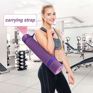 BOBO BANANA 1/4 Thick TPE Yoga Mat,72"x24" Eco-friendly Non-Slip Exercise & Fitness Mat for Men&Women with Carrying Strap, Home Workout Mat for Yoga,Pilates& Floor Exercise (purple)