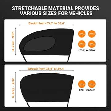 AstroAI Car Window Shade, Front Side Window Sun Shade Blocks Sun, Glare and UV Rays for Baby–Car Sunshades Universal Fit up to 29.5”H x 35.4”L(2 Pack, Black)