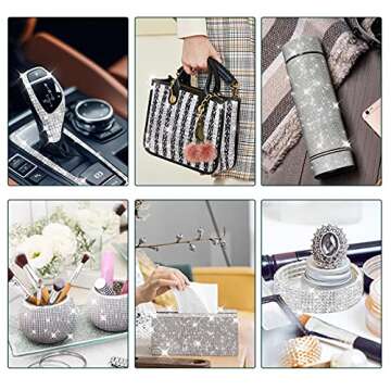 3 Rolls 6.6 Yards Self-Adhesive Crystal Rhinestone Diamond Ribbon - DIY Diamond Ribbon Stickers with 2 mm Rhinestones for Arts Crafts,Bling Silver Ribbon Rolls for Phone,Car Decoration(Silver)