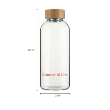 sunkey Sports Borosilicate Glass Water Bottle Wide Mouth 48 Oz Large Water Bottle with Bamboo Lid Neoprene Sleeve Bpa Free