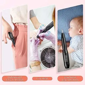 Cattino Electric Nail Drill Kit, Portable Electric Nail File for Acrylic Gel Nails, Efile Manicure Pedicure Tool with Nail Drill Bits and Sanding Bands for Home Salon Use, Black
