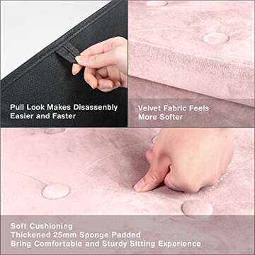 BRIAN & DANY Folding Ottoman with Storage - Stylish & Practical