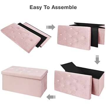 BRIAN & DANY Folding Ottoman with Storage - Stylish & Practical