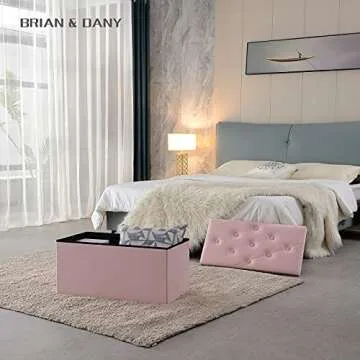BRIAN & DANY Folding Ottoman with Storage - Stylish & Practical