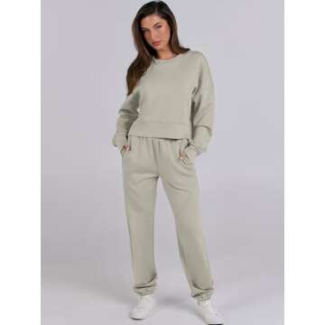 ANRABESS Womens 2 Piece Outfits Lounge Sets Cropped Sweatshirt & Joggers Fashion Sweatsuit Sweat Set...