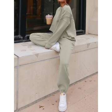 ANRABESS Womens 2 Piece Outfits Lounge Sets Cropped Sweatshirt & Joggers Fashion Sweatsuit Sweat Set 2024 Fall Travel Grey Medium