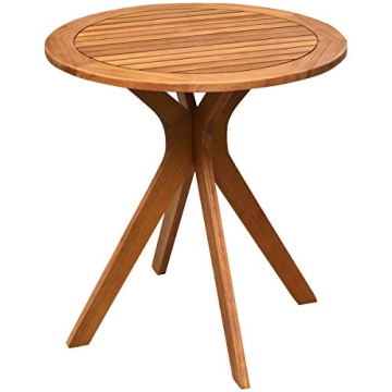 Tangkula 27.5 Inch Eucalyptus Round Bistro Table