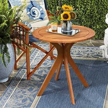 Tangkula 27.5 Inch Eucalyptus Round Bistro Table
