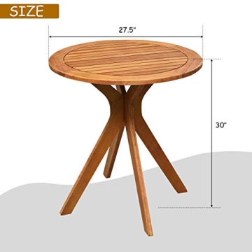 Tangkula 27.5 Inch Eucalyptus Round Bistro Table