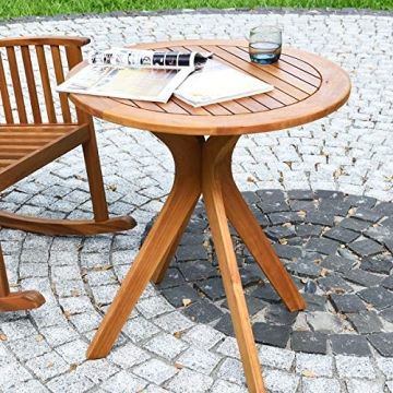 Tangkula 27.5 Inch Eucalyptus Round Bistro Table