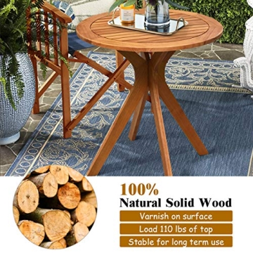 Tangkula 27.5 Inch Eucalyptus Round Bistro Table