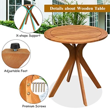 Tangkula 27.5 Inch Eucalyptus Round Bistro Table