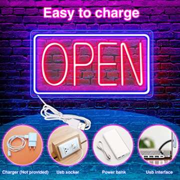 KABOER Neon Open Sign - Bright LED Business Sign
