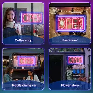 KABOER Neon Open Sign - Bright LED Business Sign