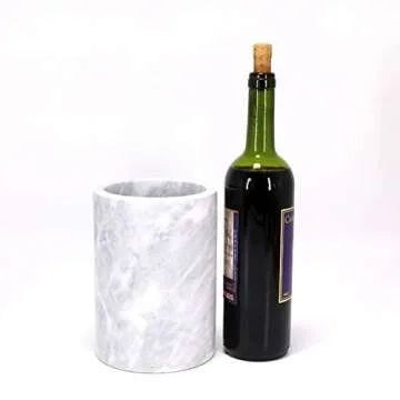 Kota Japan White Marble Stone Wine and Champagne Bottle Chiller Cooler - 7" X 5" | Elegant Kitchen Utensil Holder | Must Have Wine Chiller for Your Home | Impress Your Guests at Next Party or Event!