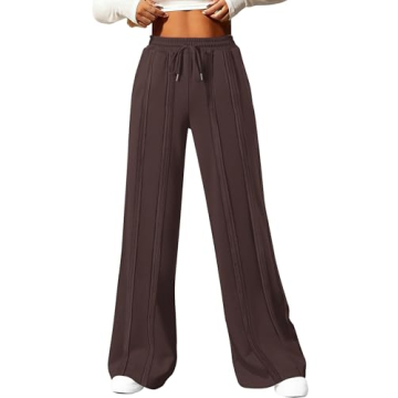 ANRABESS Women High Waist Wide Straight Leg Sweatpants Casual 2024 Joggers Sweat Lounge Pants with P...