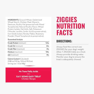 KONG Classic Toy & Ziggies Treats Combo Pack - Durable Chew Toy for Dogs - with Ziggies Chicken-Flavored Treats - Dog Accessories for Fun & Health - for Large Dogs