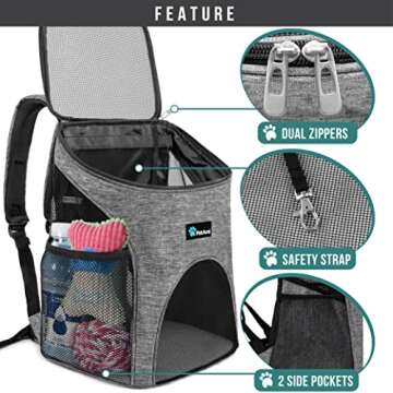 PetAmi Small Dogs & Cat Backpack Carrier for Travel