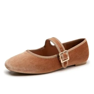 Trary Mary Jane Shoes Women, Ballet Flats Shoes for Women, Women's Flats,Brown Flats for Women, Brow...