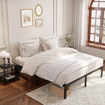 Durable King Metal Bed Frame with Storage Space and Easy Assembly