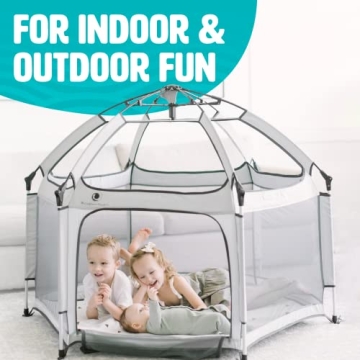 Premium Portable Baby Playpen with Canopy & Travel Bag