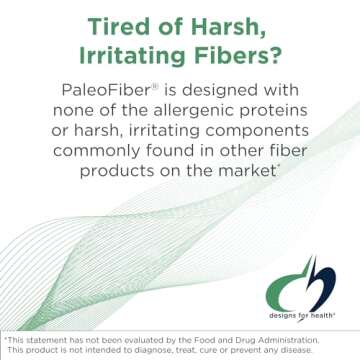 Designs for Health PaleoFiber - 12 Digestive Fiber Blend Powder Supplement with Psyllium Husk, Flax + Apple Pectin - Prebiotic Gut Support, Unflavored + Unsweetened - Vegan (60 Servings / 300g)