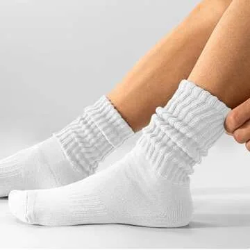 AugRing Women's Retro Scrunch Crew Socks - Cozy & Chic