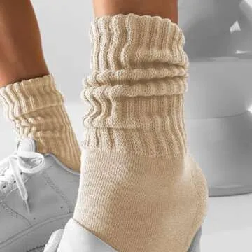 AugRing Women's Retro Scrunch Crew Socks - Cozy & Chic