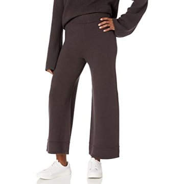 The Drop Women's Bernadette Pull-On Cropped Sweater Pant in Chocolate