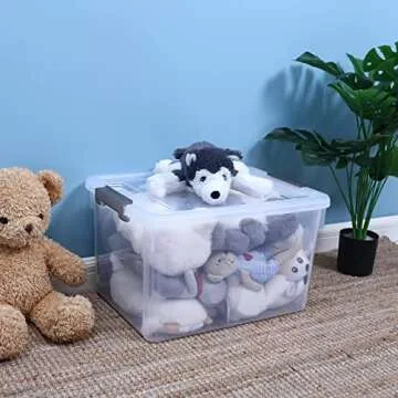 Citylife 32 QT Stackable Plastic Storage Bins - 4 Packs