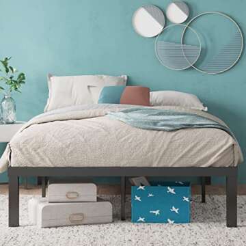 ZINUS Luis 16 Inch QuickLock Metal Platform Bed Frame, Mattress Foundation with Steel Slat Support, No Box Spring Needed, Easy Assembly, Queen, Black