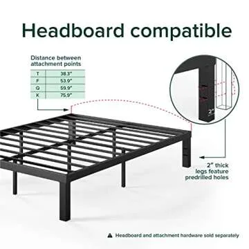 ZINUS Luis 16 Inch QuickLock Metal Platform Bed Frame, Mattress Foundation with Steel Slat Support, No Box Spring Needed, Easy Assembly, Queen, Black