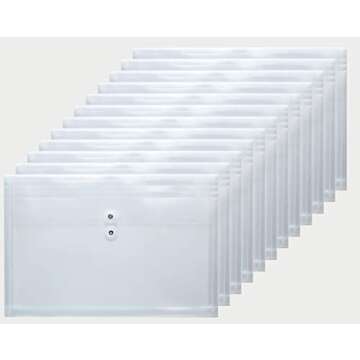 FANWU Plastic Legal Size Expandable Envelopes with String Tie Closure, 1-1/4" Expansion, Side Load, ...