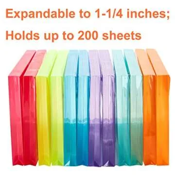 FANWU Plastic Legal Size Expandable Envelopes with String Tie Closure, 1-1/4" Expansion, Side Load, Clear File Folders Poly Project Paper Documents Organizer for Office School Home 12 Pack