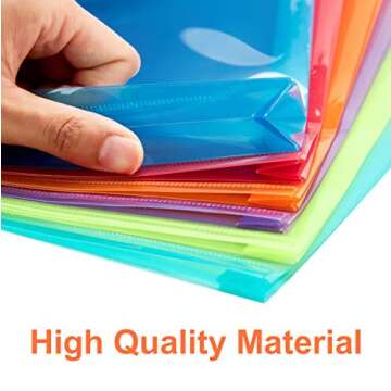 FANWU Plastic Legal Size Expandable Envelopes with String Tie Closure, 1-1/4" Expansion, Side Load, Clear File Folders Poly Project Paper Documents Organizer for Office School Home 12 Pack