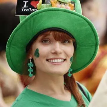 XOZEU 2 Pairs St Patrick's Day Earrings for Women Teens Acrylic Irish Clover Dangle Earrings Green Shamrock Hat Earrings Good Luck Jewelry Gift