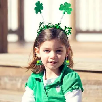 XOZEU 2 Pairs St Patrick's Day Earrings for Women Teens Acrylic Irish Clover Dangle Earrings Green Shamrock Hat Earrings Good Luck Jewelry Gift