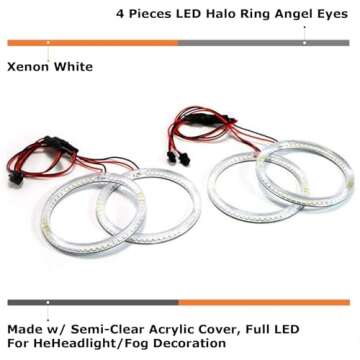 iJDMTOY 7000K Xenon White 240-SMD LED Angel Eyes Halo Ring Lighting Kit Compatible With 2004 2005 20...