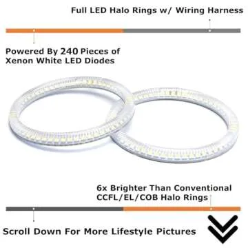 iJDMTOY 7000K Xenon White 240-SMD LED Angel Eyes Halo Ring Lighting Kit Compatible With 2004 2005 2006 BMW E46 3 Series 325ci 330ci LCI Coupe ONLY