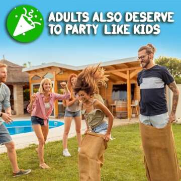 Shop Square Potato Sack Race Bags, 23x40 - Set of 6, Fun Burlap Sacks for Kids & Adults, Perfect for Field Day, BBQs, Picnics, Parties & More