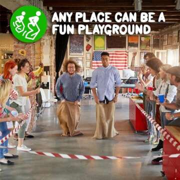 Shop Square Potato Sack Race Bags, 23x40 - Set of 6, Fun Burlap Sacks for Kids & Adults, Perfect for Field Day, BBQs, Picnics, Parties & More