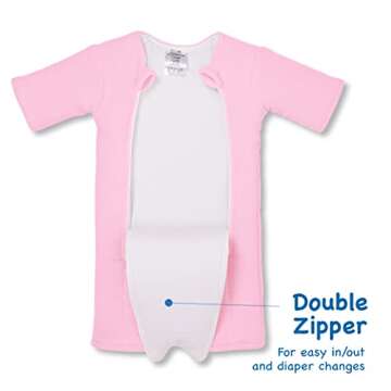 Baby Merlin's Magic Sleepsuit - Microfleece Baby Transition Swaddle Sleep Suit for Infants 3-6 Months and 6-9 Months - Baby Sleepsuit with Double Zipper for Easy Diaper Changes - Pink