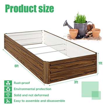 SnugNiture 6x3 Galvanized Raised Garden Bed for Planting