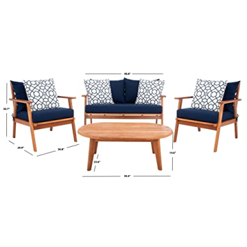 Chic SAFAVIEH 4-Piece Outdoor Patio Set with Cushions