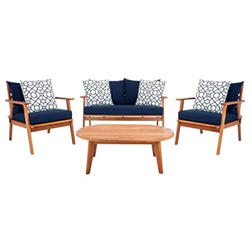 Chic SAFAVIEH 4-Piece Outdoor Patio Set with Cushions