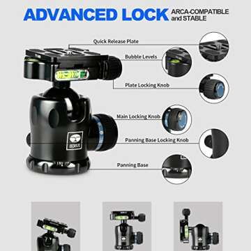 SIRUI AM-124 Carbon Fiber Tripod for Camera with AM-01 360° Panorama Ball Head, 65.6" Compact Light...