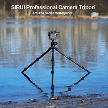 SIRUI AM-124 Carbon Fiber Tripod for Camera with AM-01 360° Panorama Ball Head, 65.6" Compact Lightweight Travel Tripod, Triangular Center Column, QR Plate, Waterproof Twist Lock, Load 26.5lbs
