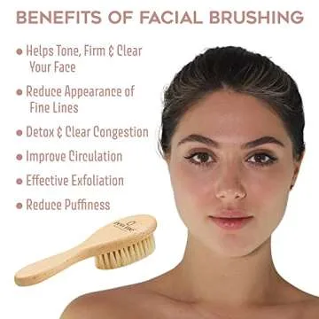 Natural Boar Bristle Face Brush for Exfoliating Skin