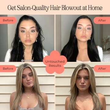 INH Blowout Brush Hair Dryer | Ceramic Titanium Hair Straightener and Curler 2 in 1 | Heated Round Brush Styler & Volumizer w/ 3 Heat Speed Settings for Fast Drying & Professional Salon Styling, Pink