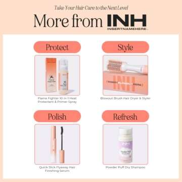 INH Blowout Brush Hair Dryer | Ceramic Titanium Hair Straightener and Curler 2 in 1 | Heated Round Brush Styler & Volumizer w/ 3 Heat Speed Settings for Fast Drying & Professional Salon Styling, Pink